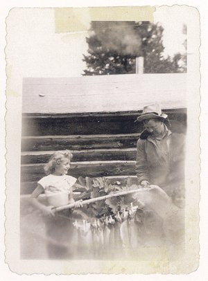Carol Williams and her dad Hanna Griffith, Wade Lake 1952